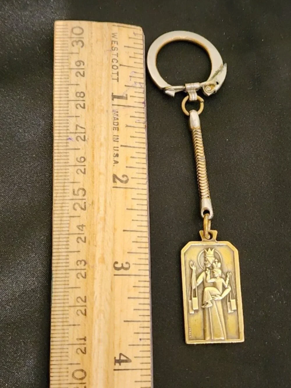 Vintage Italian Brass Scapular (Religious) Keychain